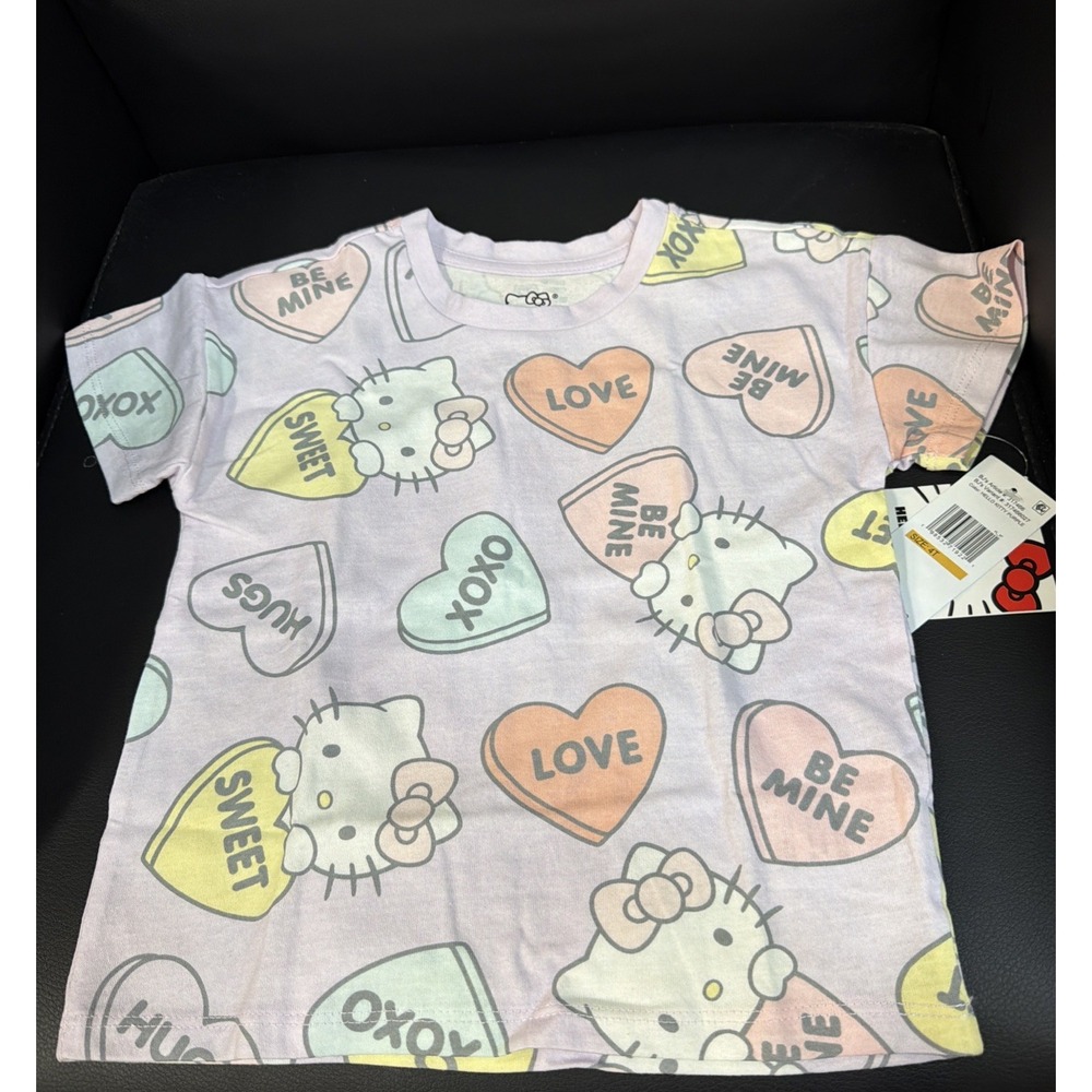 Hello Kitty Conversation Hearts Girls' Purple T-shirt by Sanrio, Size 4T NWT